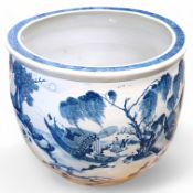 A massive Chinese blue and white fish bowl, 48cm high. Condition - good