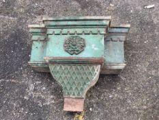 A Victorian cast iron rain hopper, width 61cm, height 48cm. Condition - fair