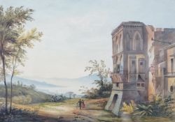 Maria Lushington (1800-1855), watercolour, ‘Bay of Naples’, 15.5 x 22cm. Condition - good