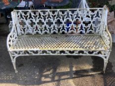 A Victorian style painted aluminium garden bench, width 138cm, height 84cm. Condition - fair