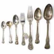A quantity of assorted 19th century and later silver King's and Queen's pattern flatware, various