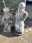 Two reconstituted stone garden ornaments, larger height 60cm. Condition - fair
