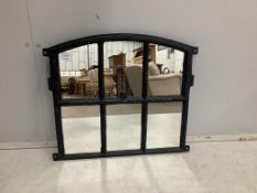 A German metal window frame mirror, width 61cm, height 54cm. Condition - good
