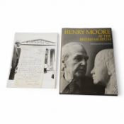 Henry Moore at The British Museum, with signed letter dated 1974. Condition - fair to good