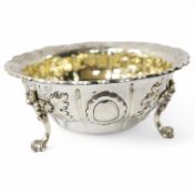 An early Victorian embossed silver sugar bowl, ?F, London, 1838, diameter 14.5cm, 7.7oz. Condition -