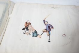Chinese paintings on rice paper, torture themes, 30cm wide. Condition - variable
