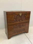 A Chinese camphor wood chest fitted two drawers, width 90cm, depth 45cm, height 92cm. Condition -