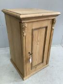 A 19th century Continental pine bedside cabinet, width 47cm, depth 45cm, height 77cm. Condition -