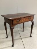 A George III mahogany side table, width 76cm, depth 47cm, height 71cm. Condition - fair