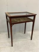 An Edwardian banded mahogany bijouterie cabinet, width 63cm, depth 40cm, height 74cm. Condition -