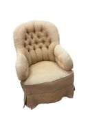 A Victorian Howard & Sons style upholstered armchair, width 58cm, depth 75cm, height 84cm