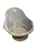 A vintage French zinc hip bath, width 80cm, height 70cm