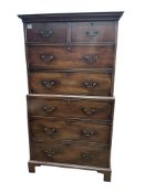 A George III style mahogany chest on chest, width 92cm, depth 42cm, height 164cm