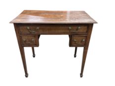 A George III banded oak lowboy, width 81cm, depth 48cm, height 79cm