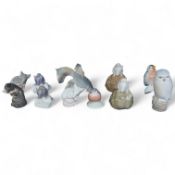 A collection of Royal Copenhagen figures of mice, birds and two other figures