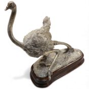 After Tim Nicklin(Kenyan) - A 1980's limited edition silver model of a running ostrich, by Roger Joh