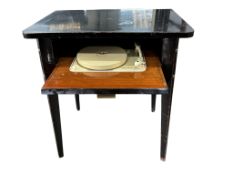 A mid century ebonised Telefunken record player with booklet, width 62cm, depth 43cm, height 68cm