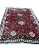 A Hamadan red ground carpet, 255 x 180cm
