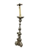 An 18th century style embossed metal standard lamp, height 156cm