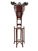 A Chinese red lacquer wash stand, width 58cm, height 154cm