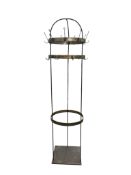 A circular wrought iron hall stand, diameter 45cm, height 184cm