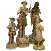 Three Royal Dux figures and a Royal Worcester blush Ivory figure, 30cm