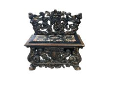 A 19th century Italian giltwood and later painted carved bench, width 95cm, depth 46cm, height 92cm