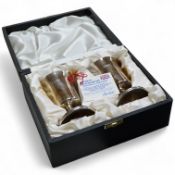 A cased pair of silver pedestal goblets, by Parkinson Silversmiths Ltd, Sheffield, 1984, height 10.6