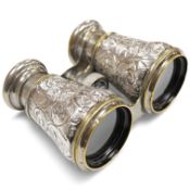A pair of late Victorian repousse silver mounted plated brass opera glasses, Henry Charles Kelly, Bi