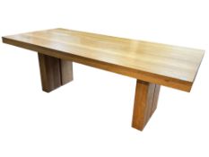 A modern rectangular light oak refectory dining table, width 220cm, depth 100cm, height 77cm