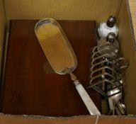 A cased set of twelve pairs of mother of pearl handled plated dessert eaters and a quantity of assor