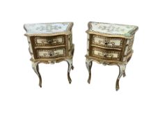 A pair of mid 20th century Italian painted two drawer bedside chests, width 45cm, depth 29cm, height