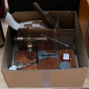 Seven scientific instruments, comprising; a Bimetallic Thermograph Mk III, by Hezzanith; a Victorian