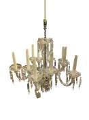 A cut glass chandelier