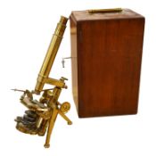 A fine mid 19th century brass compound monocular microscope, by Powell and Lealand, 170, Euston