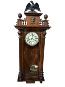 An early 20th century walnut Vienna regulator wall clock, height 128cm