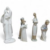 A Royal Doulton Images group and four LLadro figures, tallest 32cm