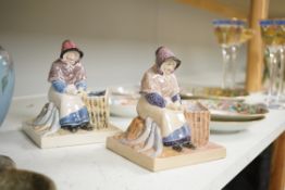 Two Eric Bradley pottery figures of Brighton fisherwomen, each with incised signature to the bases