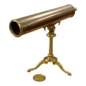 A mid 18th century brass compound monocular 4 inch diameter Gregorian reflector telescope, length