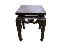 A 19th century Chinese square lacquer vase stand, width 37cm, height 48cm