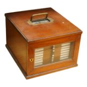 A 19th century mahogany cased slide box, fitted with 13 slide trays, housing approximately 290