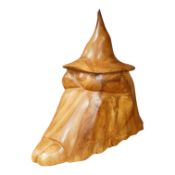 Pierre Decorse (b.1953), a naturalistically modelled wooden sculpture depicting a crouched figure