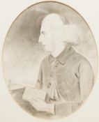 English School, 18th/19th century, A half length profile of a gentleman, oval watercolour and