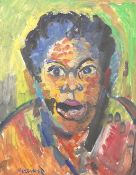 James Isherwood (1917-1989), portrait of an African woman, signed, oil on board, 49 x 39cmProvenance
