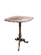 A Victorian marquetry inlaid oval walnut tripod wine table, width 62cm, depth 47cm, height 73cm