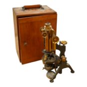 A early 20th century brass compound monocular microscope, by W. Watson and Sons, 313, High