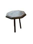 A small Kashmiri painted octagonal occasional table, width 30cm, height 34cm