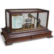 An early 20th century oak cased barograph, without maker’s mark, however stamped 418 into the case