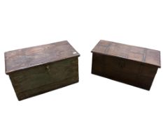 Two Indonesian iron bound hardwood trunks, larger width 80cm, depth 45cm, height 44cm together