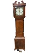 An early 19th century banded oak thirty hour oak longcase clock, marked Wm. Tanner, Hailsham, height